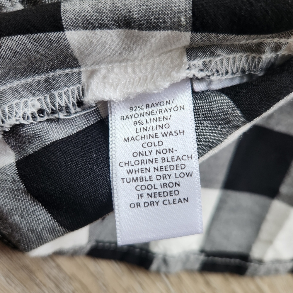 Loft Black and White Checkered Womens Medium Dress Cottagecore - Picture 5 of 10